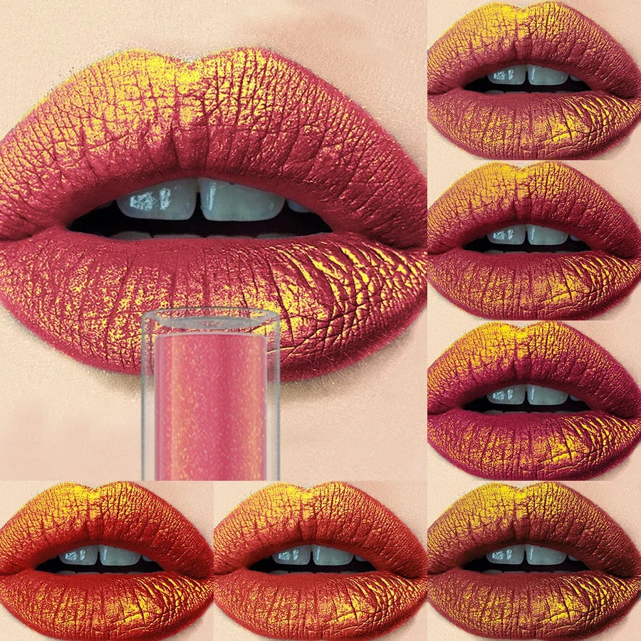 Sparkling Glitter Metallic Lip Glaze – 14 Colors Long-Lasting Glitter Lip Glaze Qme