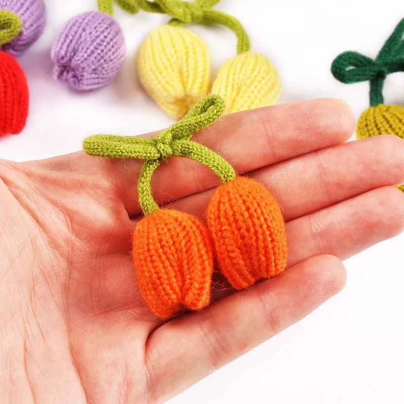 Tulip Knitting Flowers 50mm DIY Embellishments – 6pcs DIY Craft Embellishments Qme