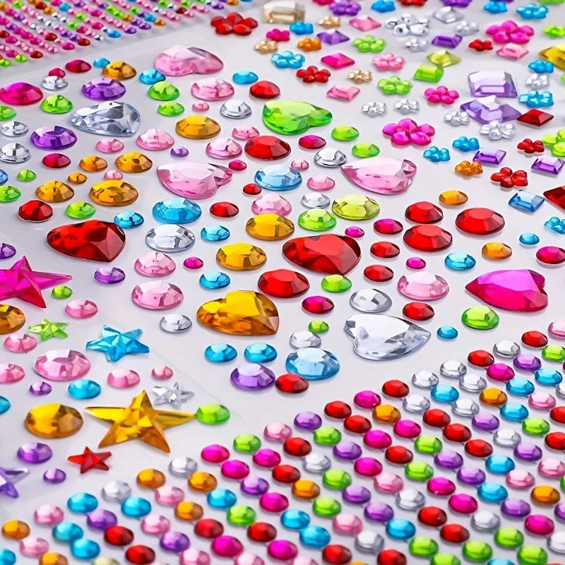 Self-Adhesive Rhinestone Stickers – Colorful Acrylic Gemstone DIY Rhinestone Craft Stickers Qme