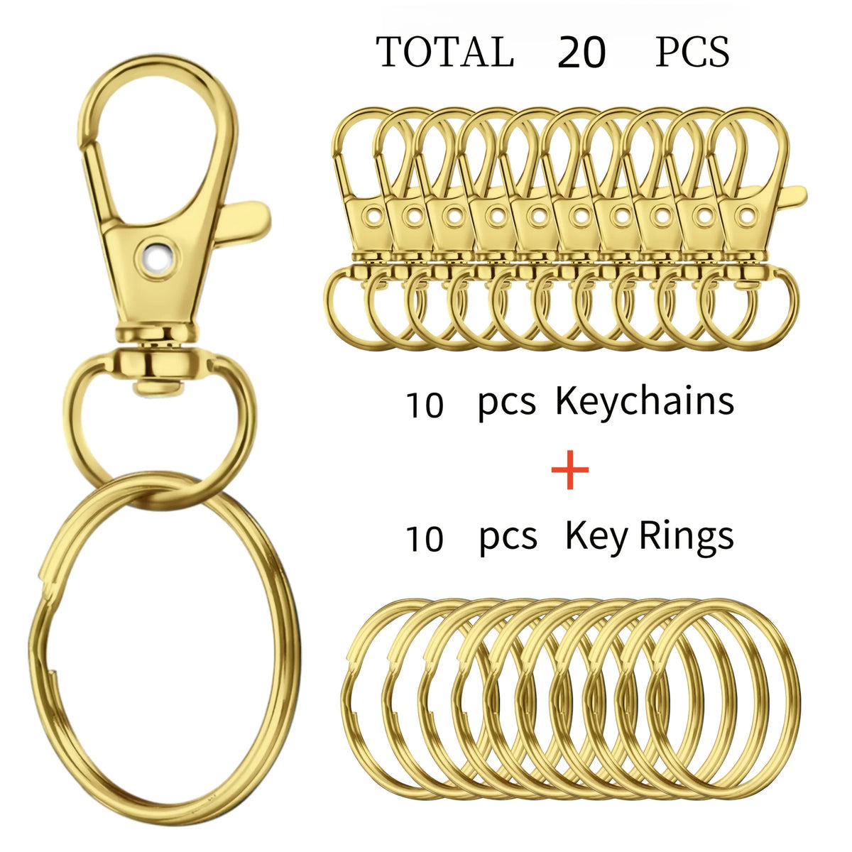 20-Pack Metal Rotary Spring Hook Key Rings & Lanyard Clasps Key Ring Clasps Qme 20pcs Gold