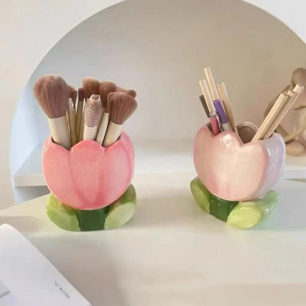 Tulip Ceramic Flower Vase | Contemporary Floral Pot Decor Ceramic Flower Vase Qme