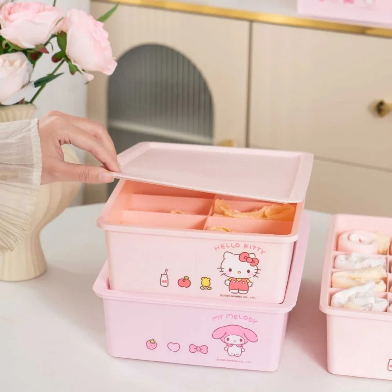 Hello Kitty Kuromi Underwear & Socks Storage Box with Lid Clothing Storage Box Qme