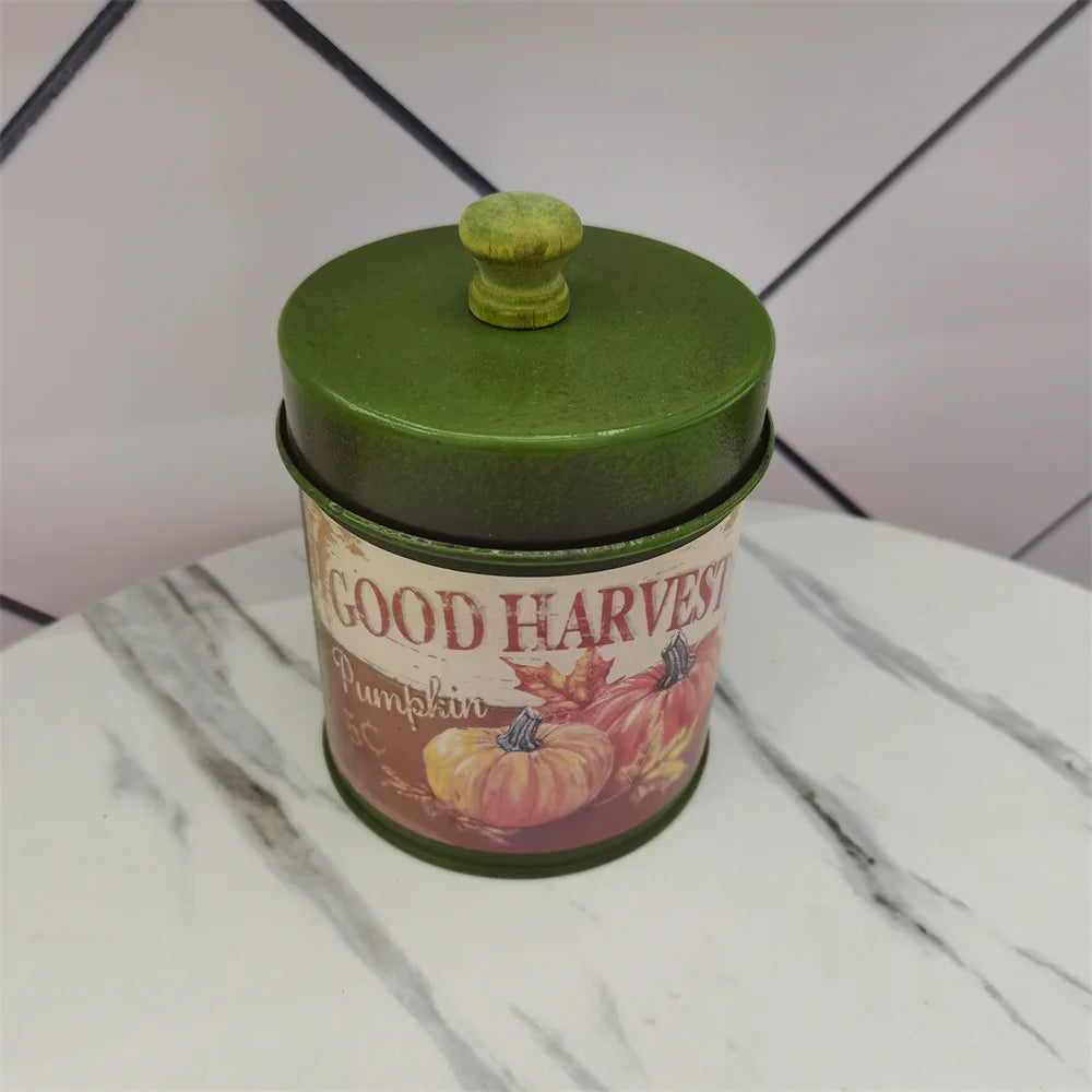 Retro Metal Tin Container for Coffee, Tea & Sweets | 4 Colors Decorative Tin Container Qme green M