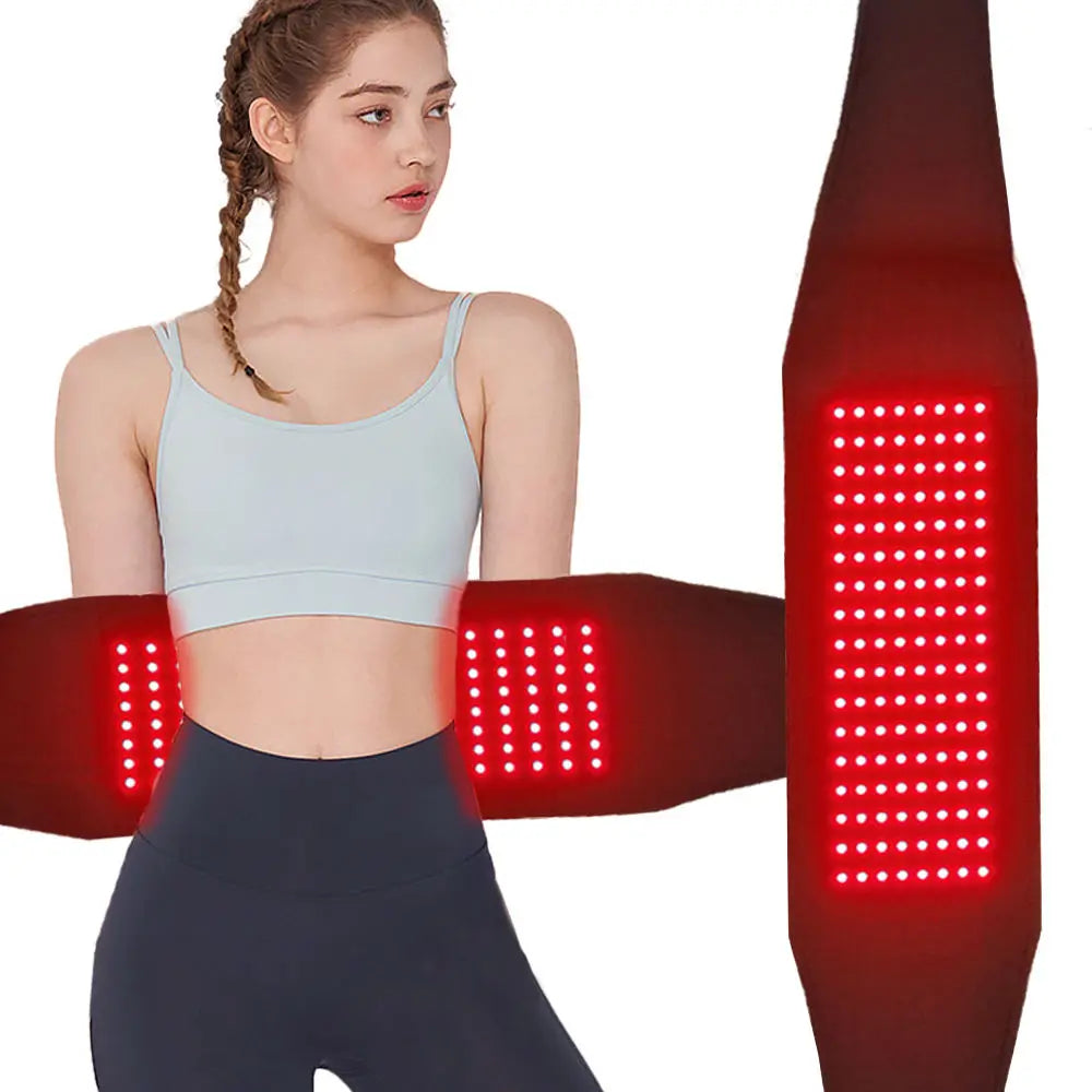 Red Light Therapy Belt 660nm 850nm – Infrared Wrap w/ Vibration Light Therapy Belt Qst