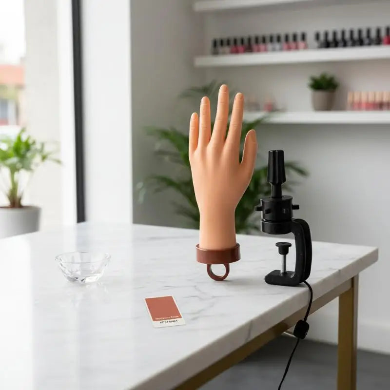 Nail Practice Mannequin Hand with Desktop Bracket | Qme Nail Practice Hand Qme