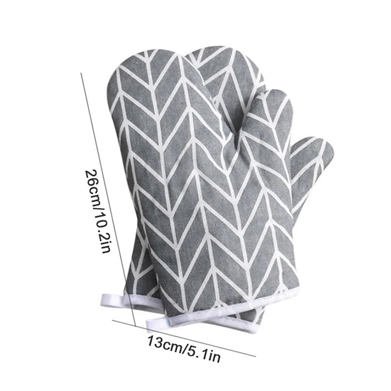 Cotton Linen Oven Mitts – Heat-Resistant Kitchen Baking Gloves Oven Mitts Qst