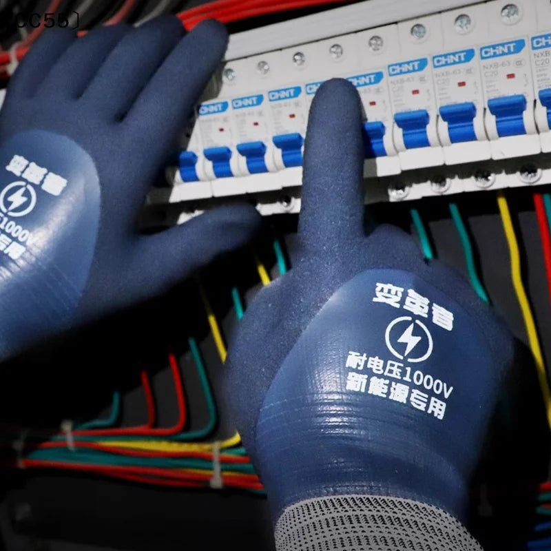 1000V Insulated Rubber Electrician Gloves – Non-Slip Safety Insulated Safety Gloves Qst