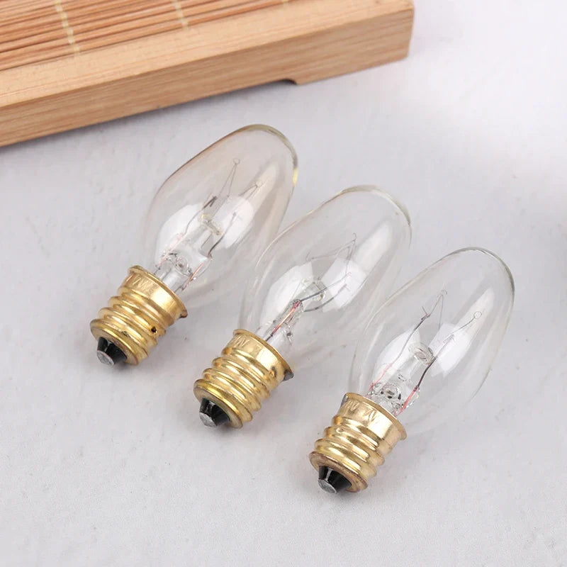 E12 7W Warm Yellow Tungsten Bulb – 120V Candelabra Base Tungsten Light Bulb Qme