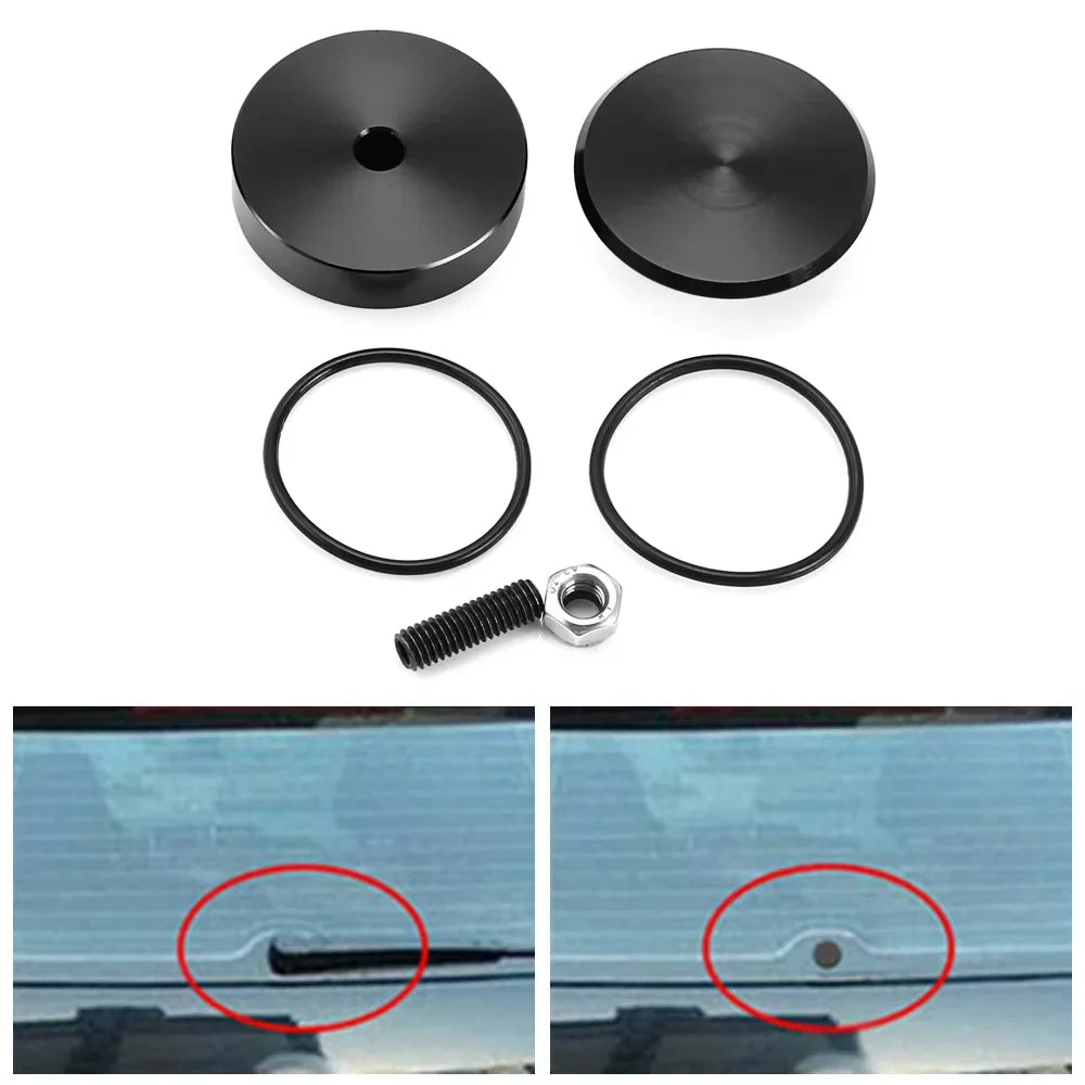 Aluminum Rear Wiper Delete Plug Cap – Universal Car Fit Wiper Delete Cap Qme