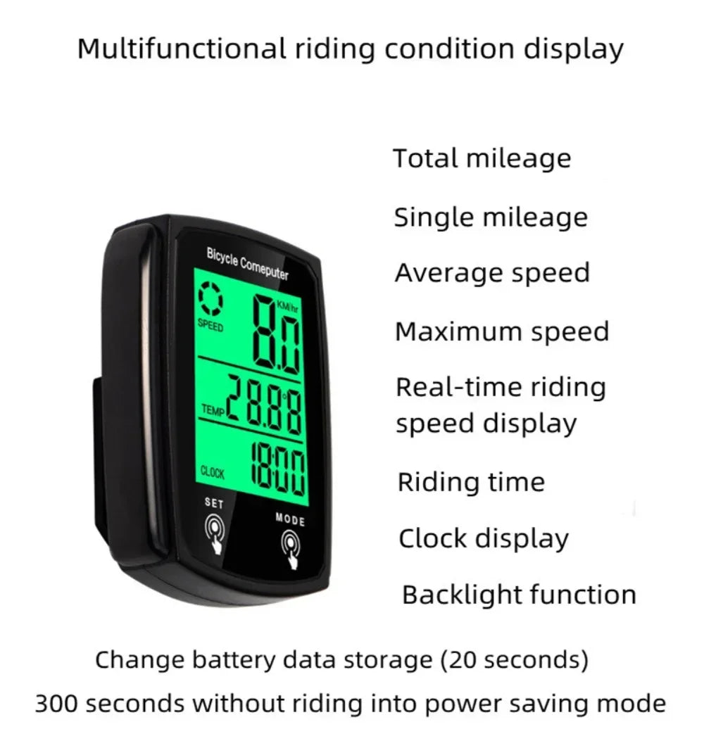 Wired Bike Computer USB Rechargeable LCD Speedometer Odometer Bike Computer Qme