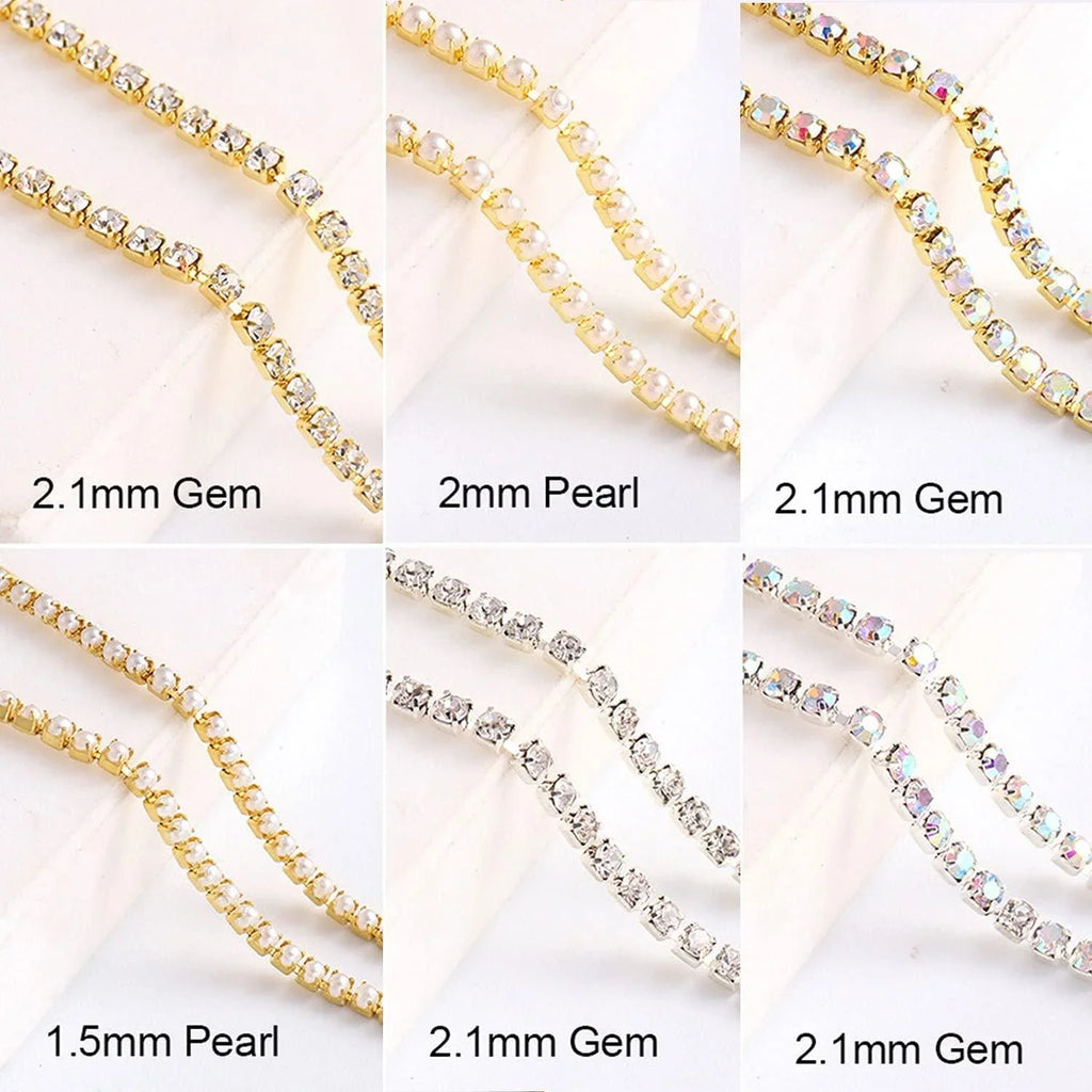 Nail Art Diamond Chain Colorful Crystal Charms Metal Deco Nail Art Charms Qme