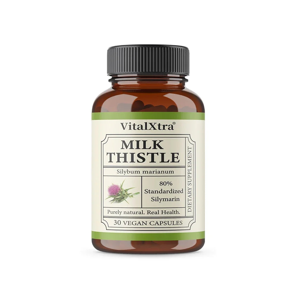 VITALXTRA Organic Milk Thistle Capsules – Liver & Detox Support Herbal Supplement Qst 30 count-1 bottle