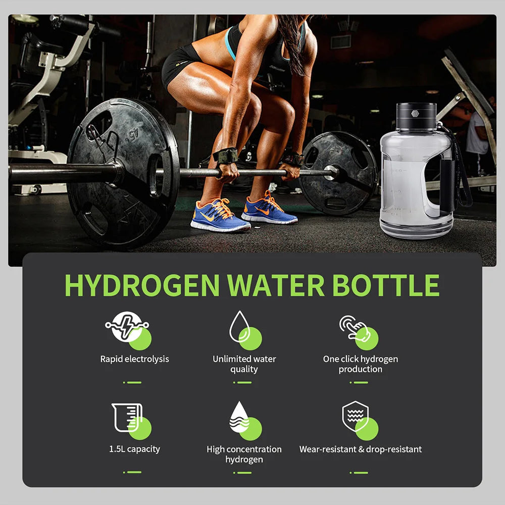 1.5L Hydrogen Water Bottle – SPE/PEM Generator 1800ppb Hydrogen Water Generator Qst