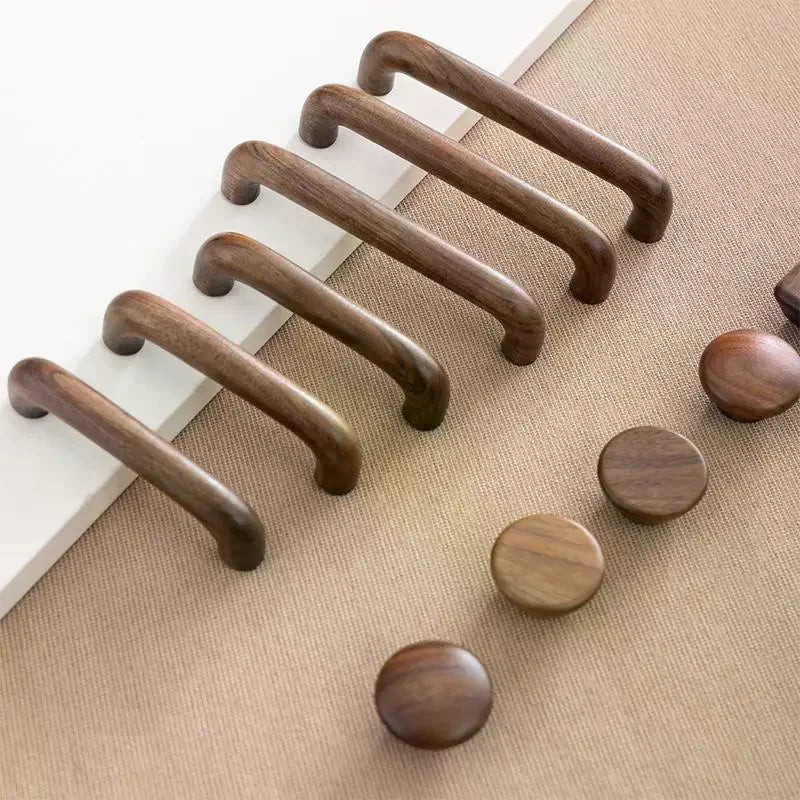 Natural Wood Cabinet Handles – Beech & Black Walnut Drawer Pulls Cabinet Door Handles Qme