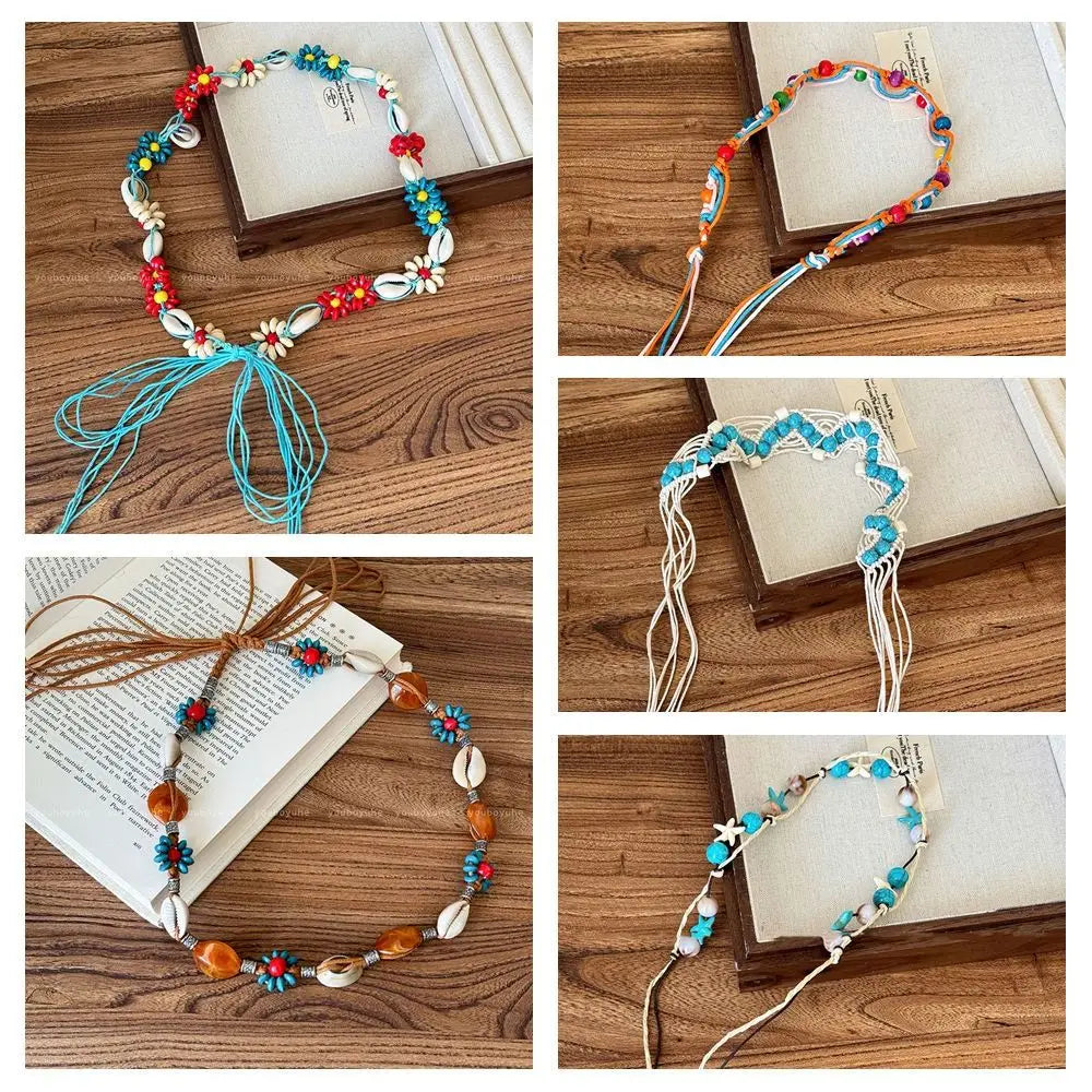 Woven Bohemian Waist Chain Belt & Hair Band | 3 Colors Woven Belt Accessory Qme