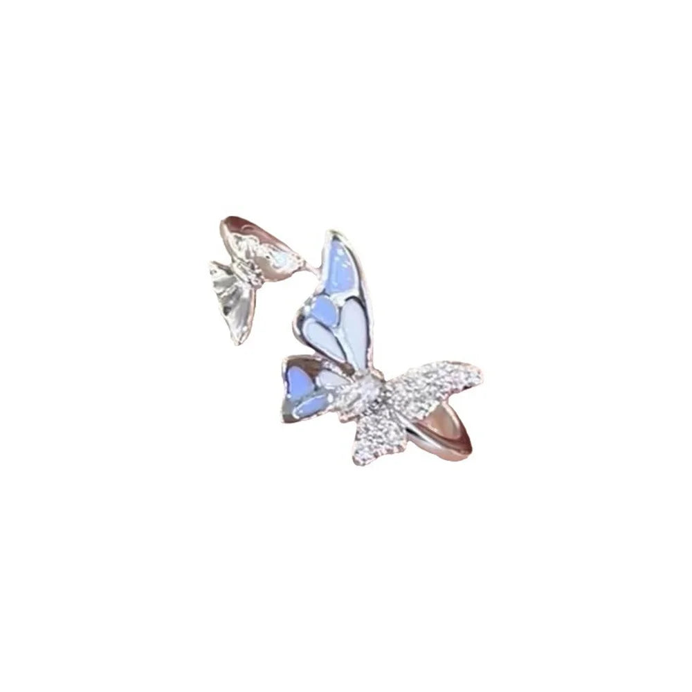 Blue Double Butterfly Open Ring – Vintage Fairy Style Butterfly Open Ring Qme