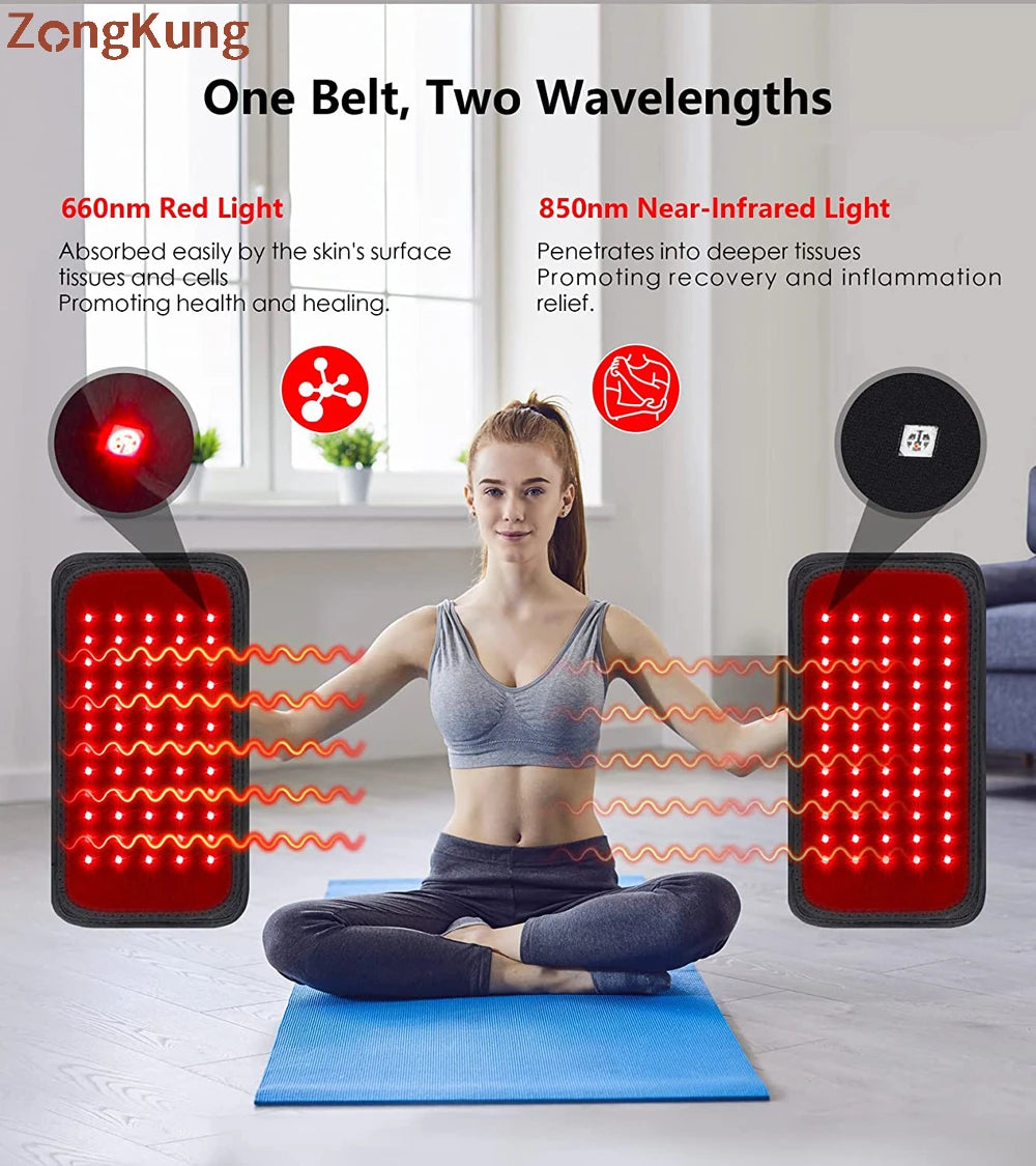 ZONGKUNG Red Light Therapy Belt 660nm 850nm – Neck Waist Knee Red Light Therapy Belt Qst
