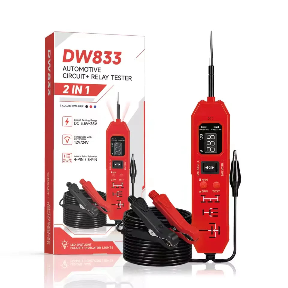 DW833 2-in-1 Automotive Circuit & Relay Tester LED DC 3.5–36V Automotive Diagnostic Tester Qst