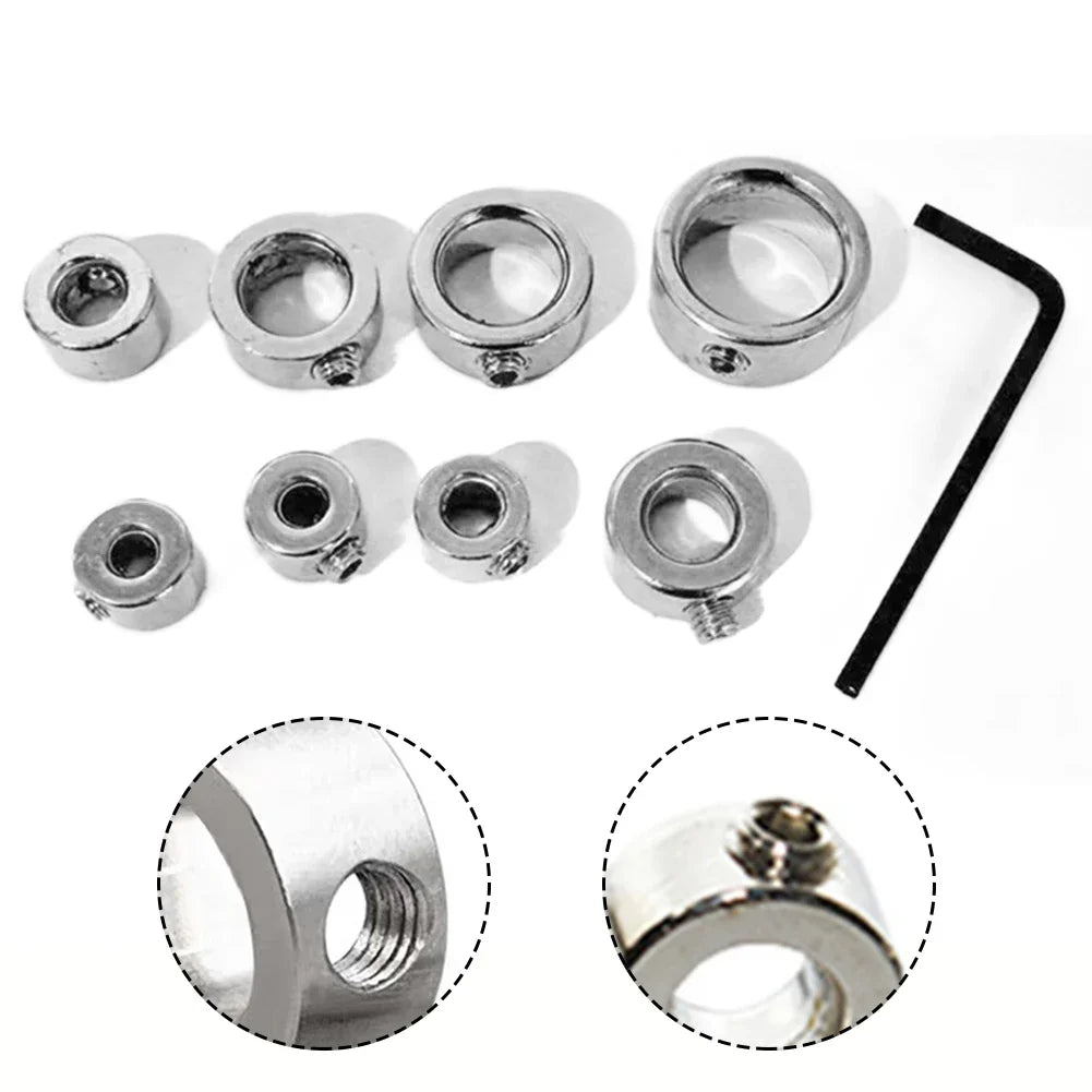 Drill Depth Stop Collar Set – 8 Sizes, Carbon Steel + Wrench Drill Depth Stop Collar Qme Default Title