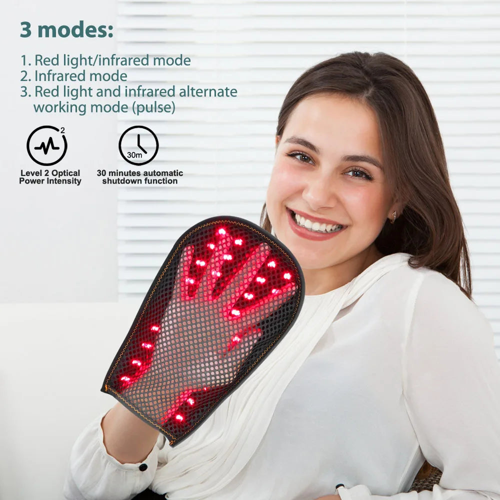 ZONGKUNG 50-LED Red Light Therapy Glove 660nm 850nm Infrared Light Therapy Glove Qst