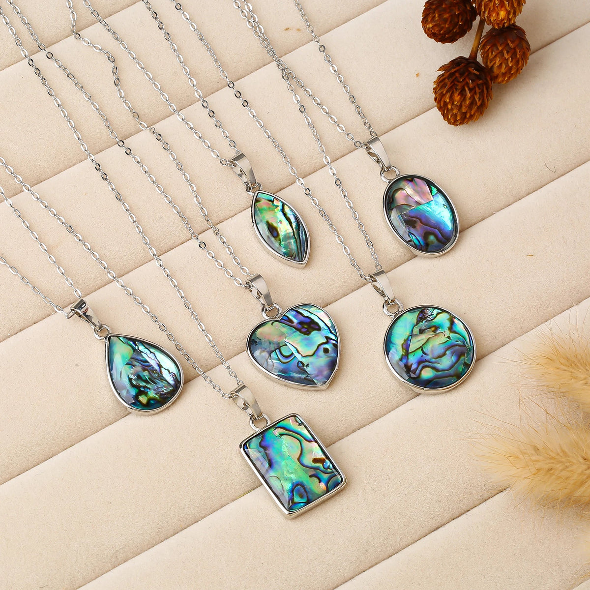 Natural Abalone Shell Pendant Necklace – Silver & Gold Shell Pendant Necklace Qme