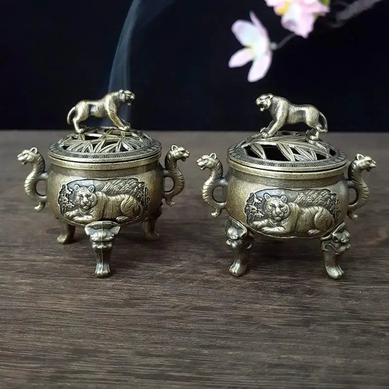Ancient Tiger Metal Incense Burner – Home Decor Ornament Incense Burner Qme