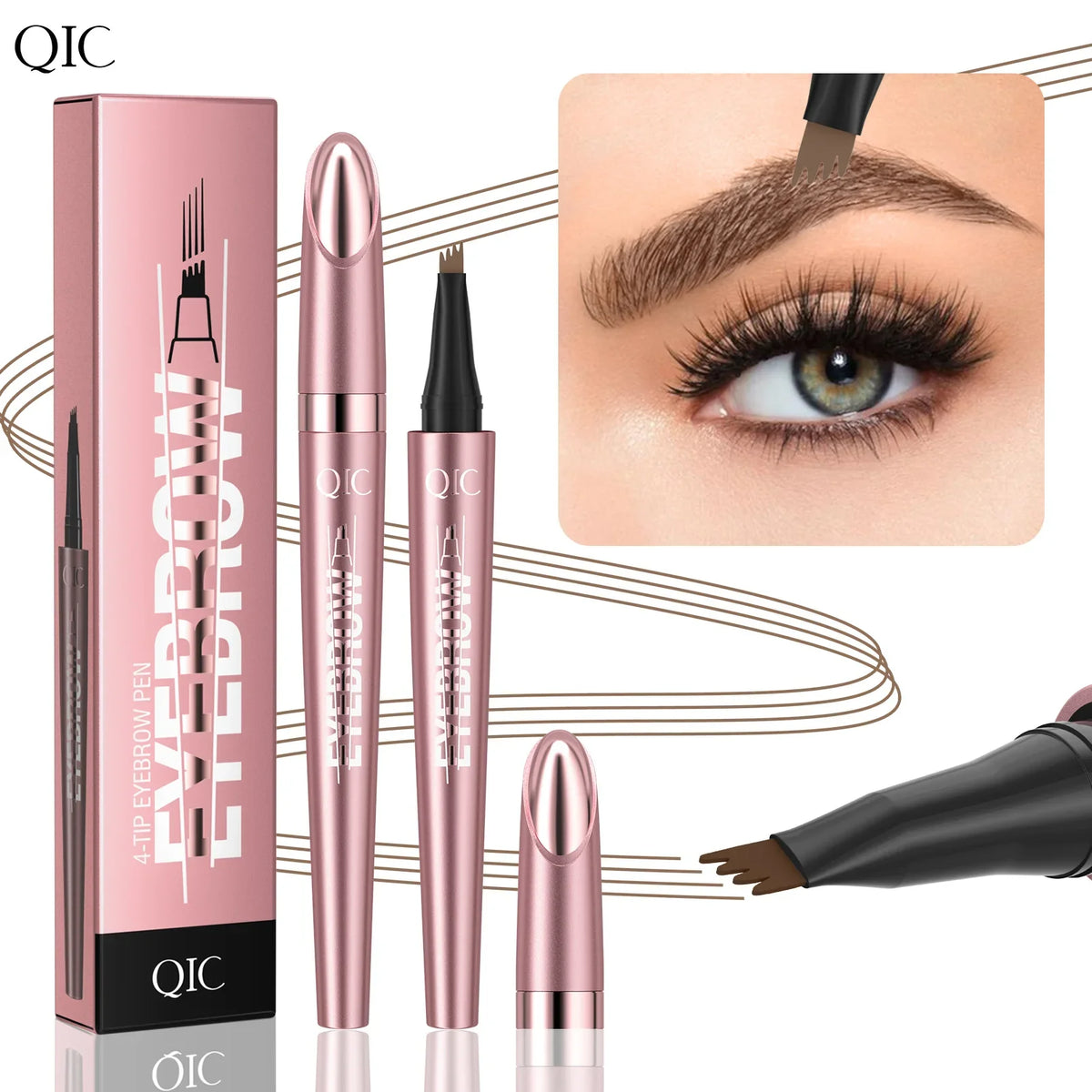4 Fork Tip 3D Microblading Eyebrow Pencil – Waterproof Dark Brown Microblading Eyebrow Pencil Qme