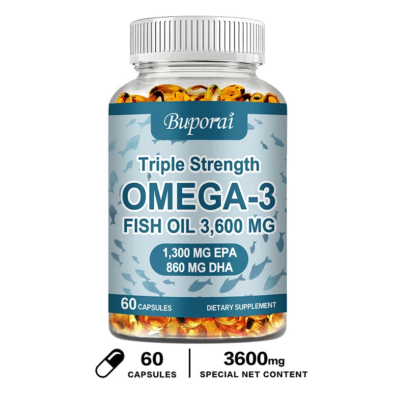 Xemenry Omega 3 Fish Oil 3600mg – EPA & DHA Supplement Omega 3 Supplement Qst 60 Capsules