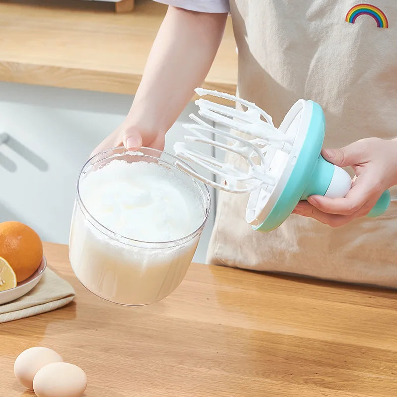 Hand-Crank Egg Whisk – Portable Semi-Auto Baking Mixer Hand-Crank Whisk Qme