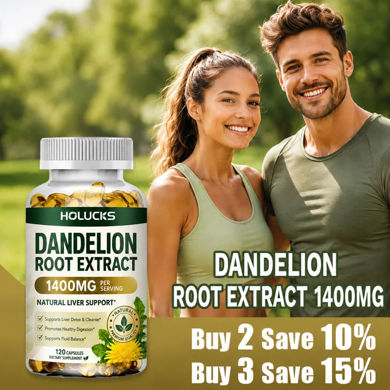 HOLUCKS Dandelion Root Extract Capsules – Liver & Digestive Support Herbal Supplement Qst