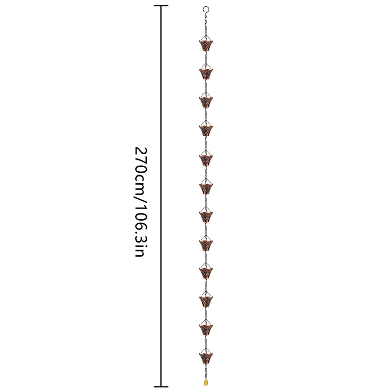 12-Cup Copper-Plated Metal Rain Chain – Gutter Downspout Rain Chain Qst Default Title