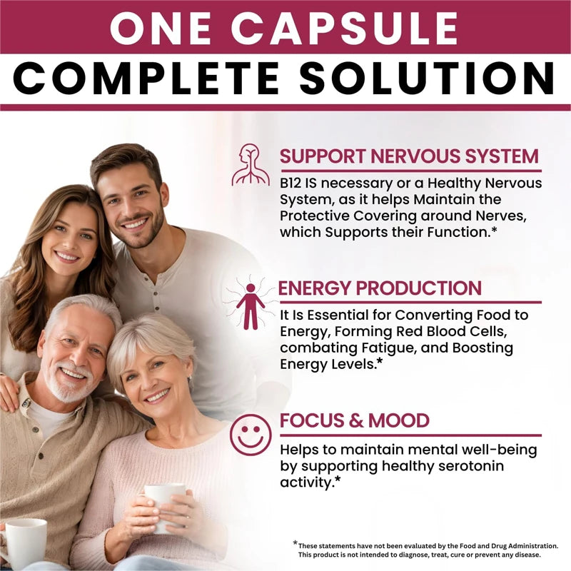 HOLUCKS High Potency B12 Complex – Brain & Energy Support Vitamin Supplement Qst