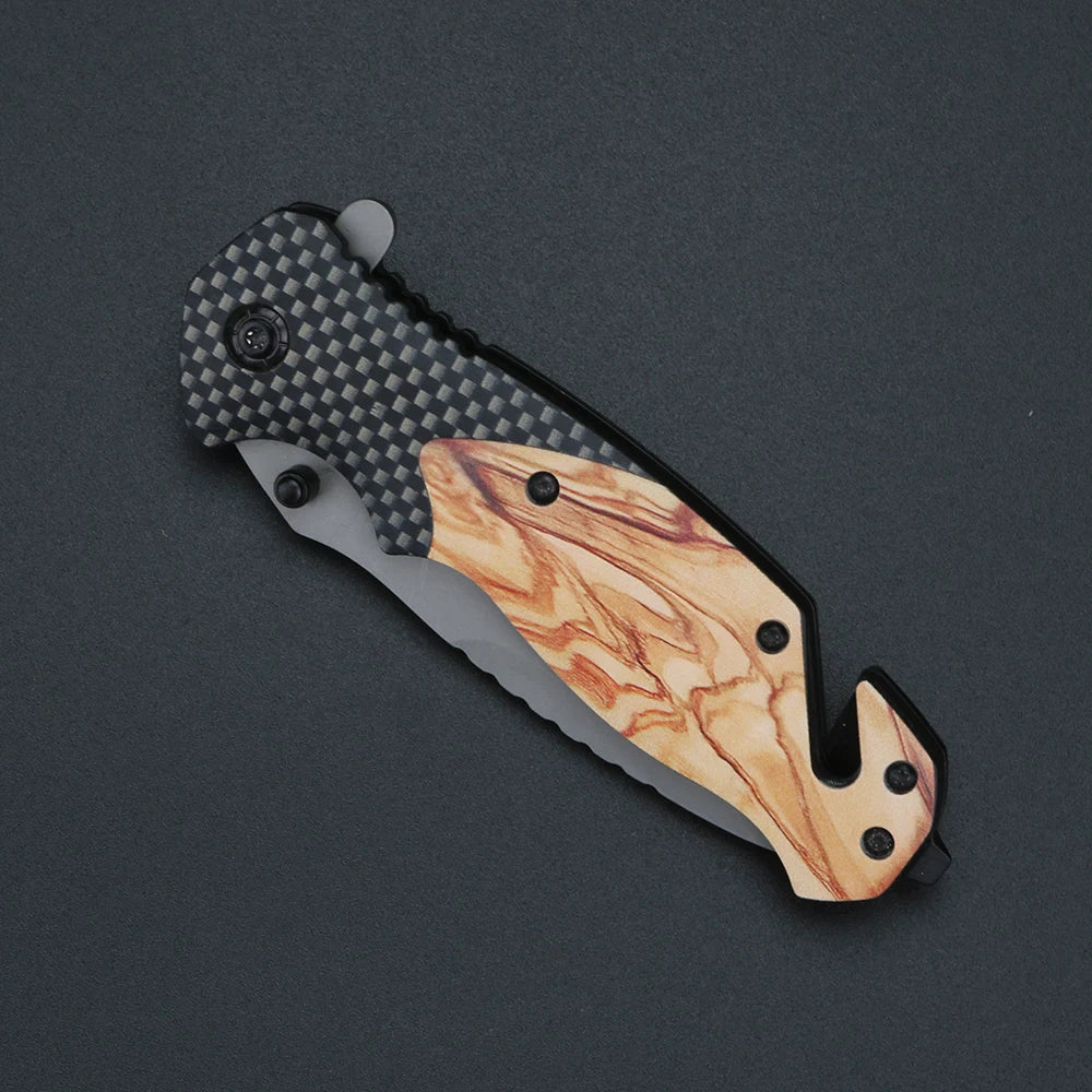 XUAN FENG Damascus Folding Knife D2 Steel – Camping Survival EDC Folding Pocket Knife Qst