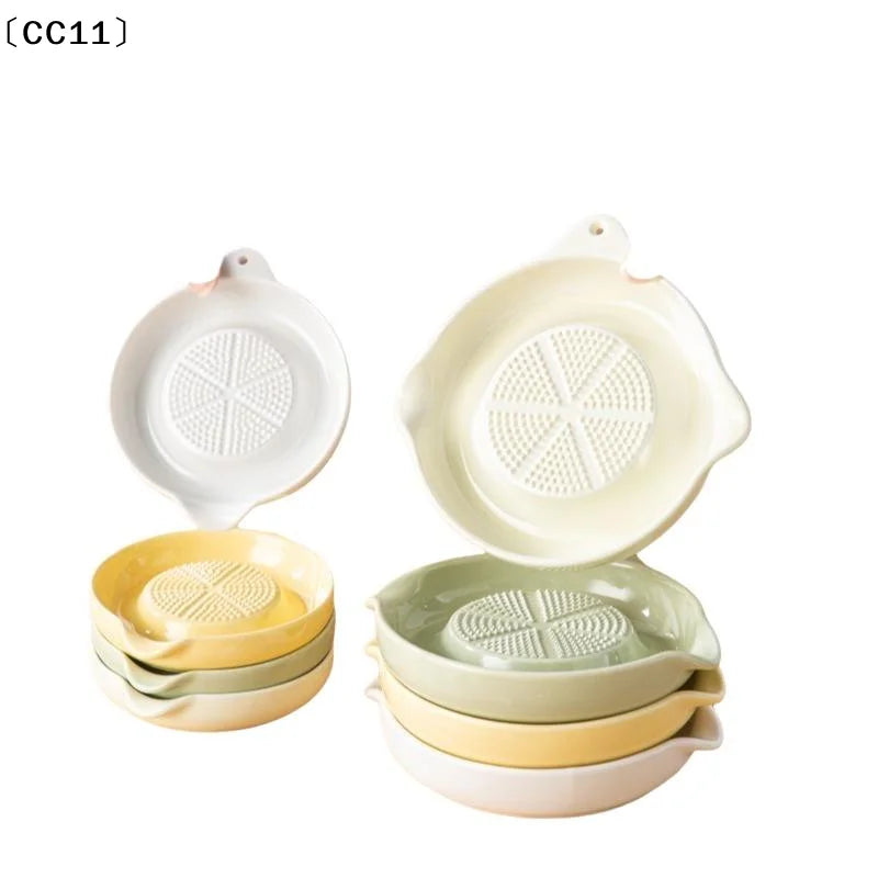 Ceramic Garlic Ginger Grater Plate | Porcelain Grinder with Spout Ceramic Grater Plate Qme