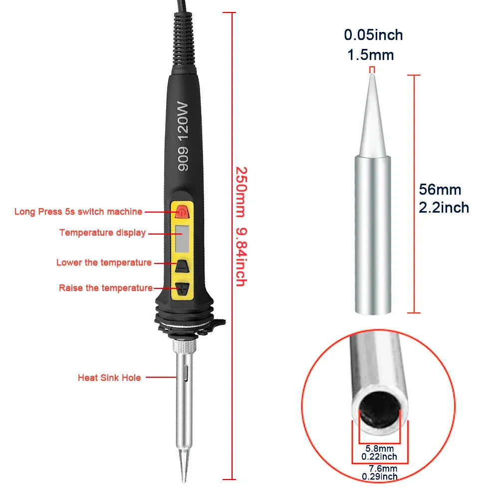 Digital Soldering Iron Kit 100W 120W 150W | Temp Calibration Digital Soldering Iron Qme