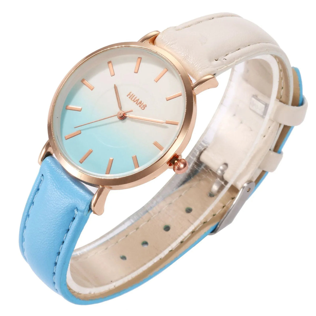 Women's Gradient Leather Quartz Watch | Minimalist Fashion Wristwatch Women's Quartz Watch Qme