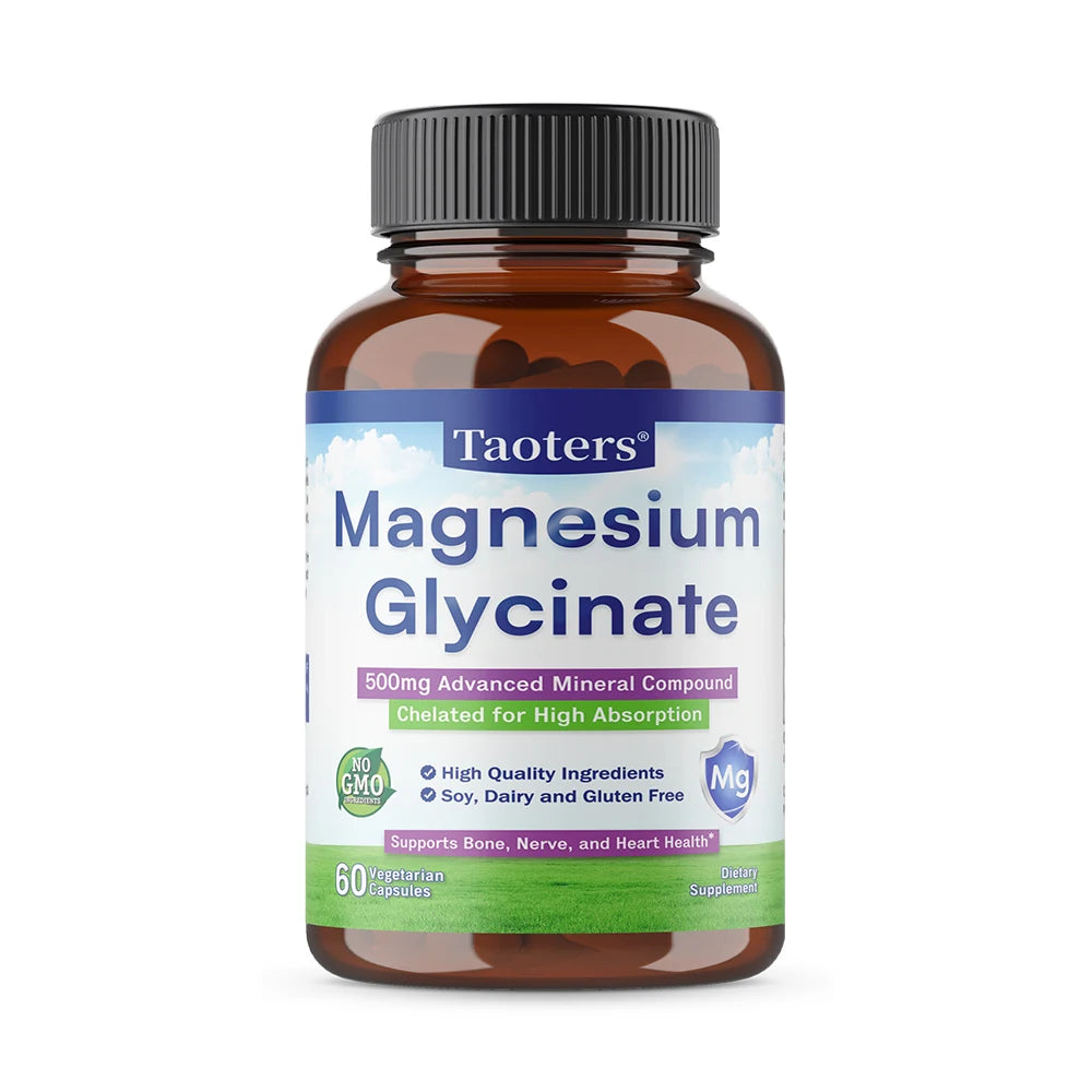 Magnesium Glycinate 500mg Capsules – Chelated High Absorption Mineral Supplement Qst 60 count-1bottle