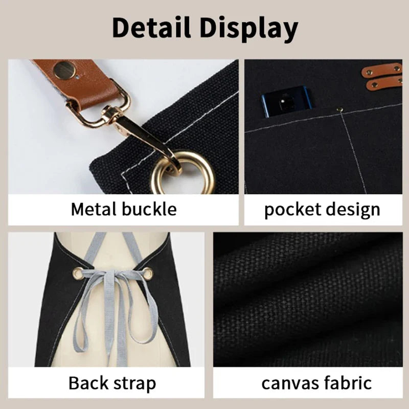 Men's Canvas Kitchen Apron – Oil-Proof, Leather Buckle Canvas Kitchen Apron Qme