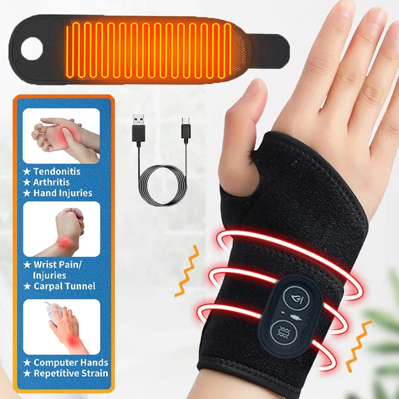 USB Electric Heated Wrist Massager – 3-Level Warmth Wrap Wrist Massager Qst