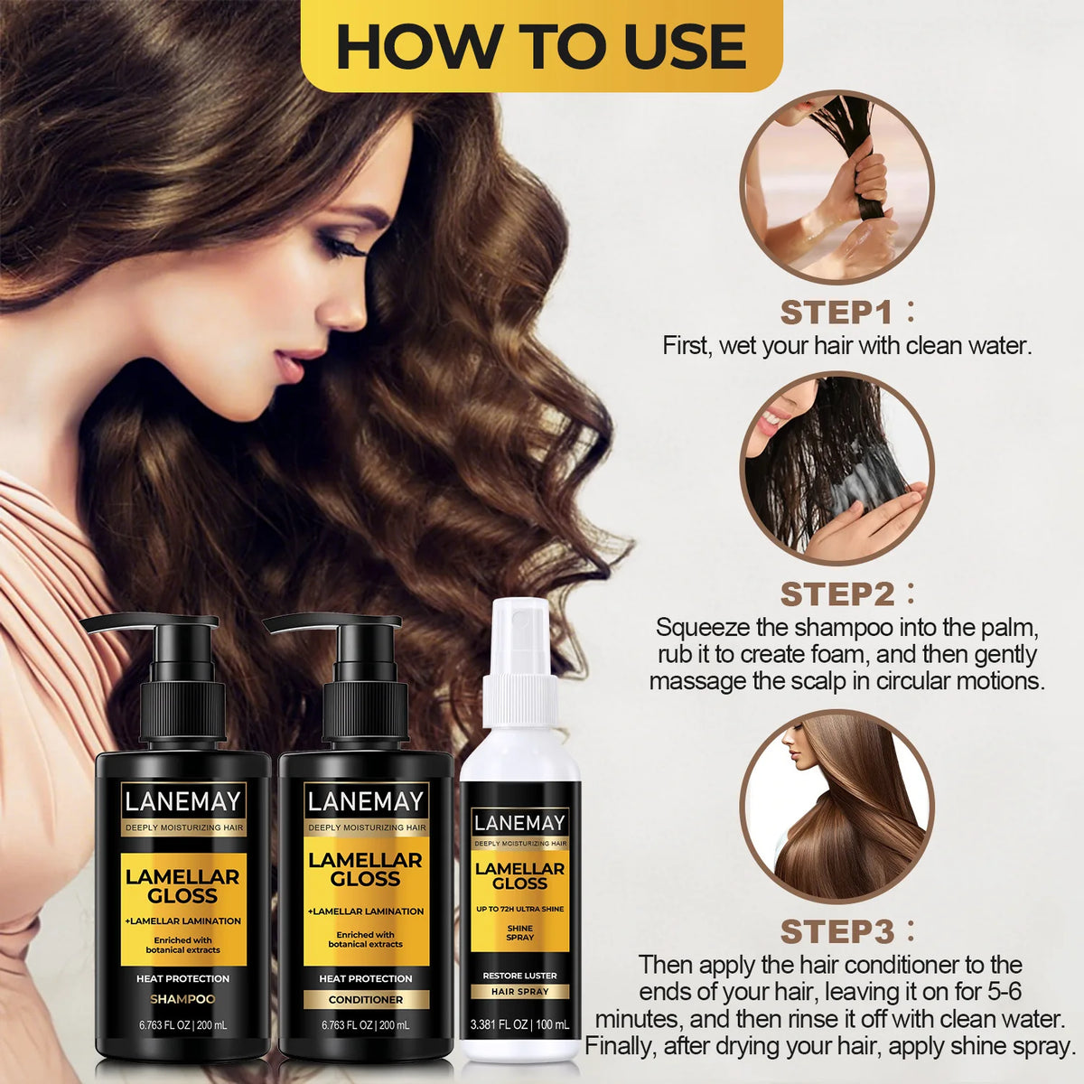 Lanemay Keratin & Hyaluronic Acid Heat Protection Conditioner Hair Conditioner Qst