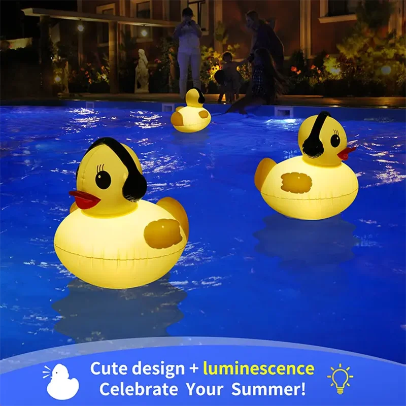 Solar RGB LED Little Duck Floating Pool Light | Inflatable PVC Floating Pool Light Qme
