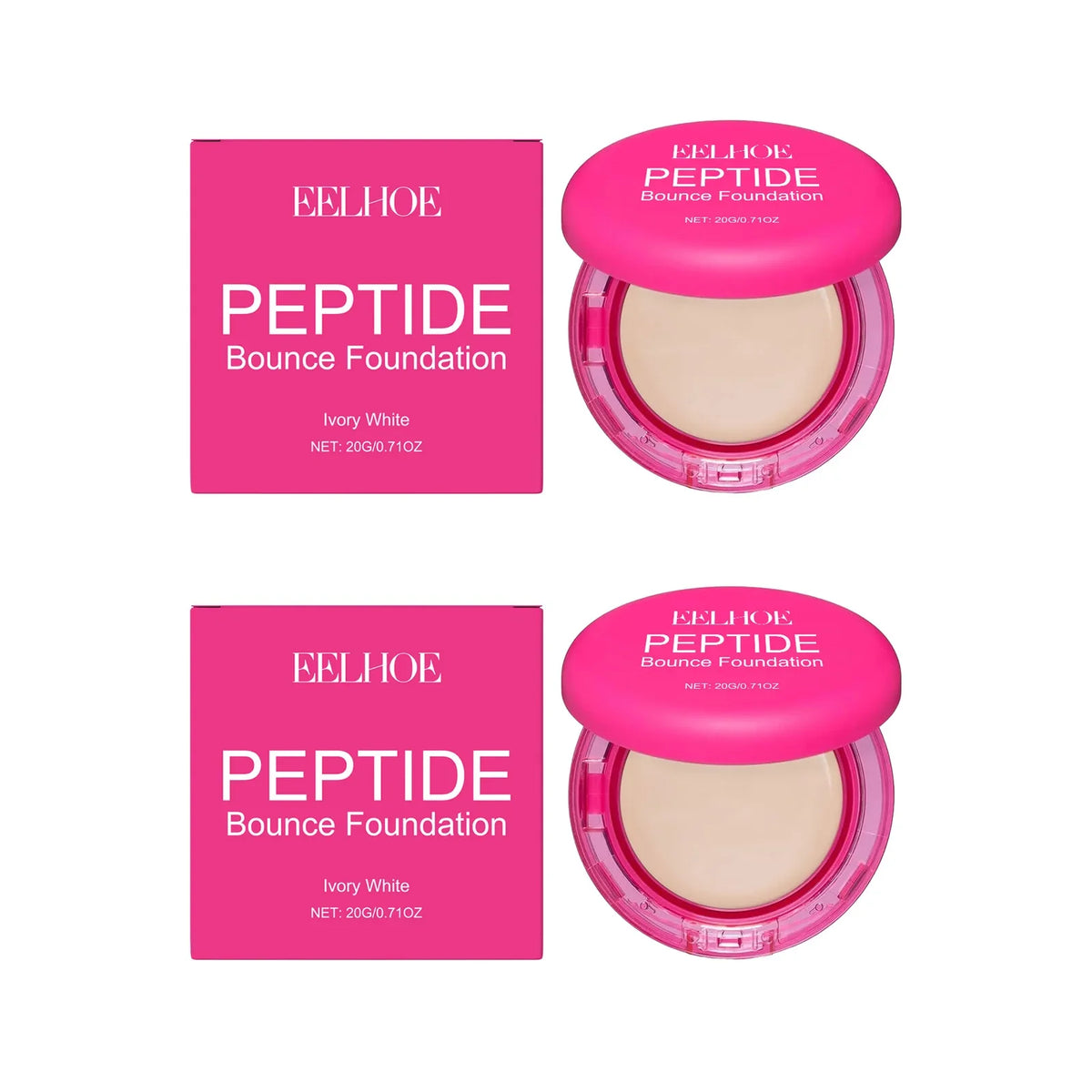 Peptide Bounce Balm Foundation – Full Coverage Concealer Balm Foundation Qme 2Pcs x Ivory White