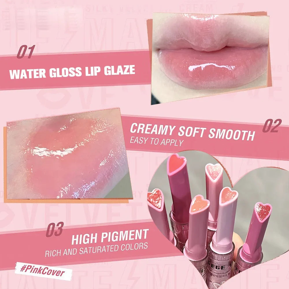 Pink Rabbit Solid Lip Gloss – Moisturizing Watery Colored Balm Solid Lip Gloss Qme