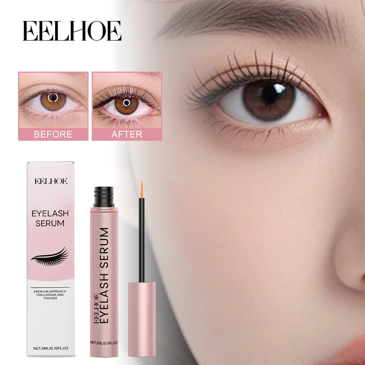 EELHOE Eyelash & Eyebrow Growth Serum – Longer, Fuller Lashes Lash & Brow Serum Qst