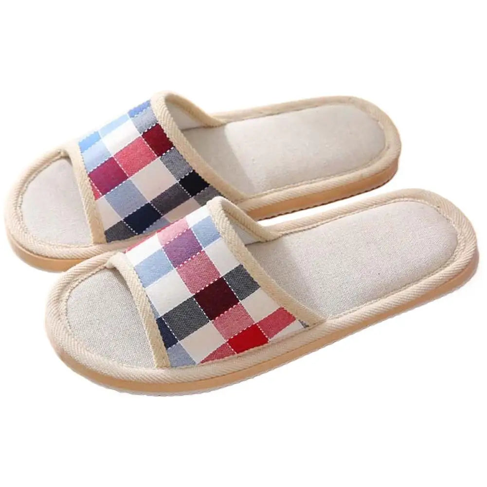Women's Linen Indoor Slippers – Non-Slip Summer Home Shoes Indoor Slippers Qme 39-40 A