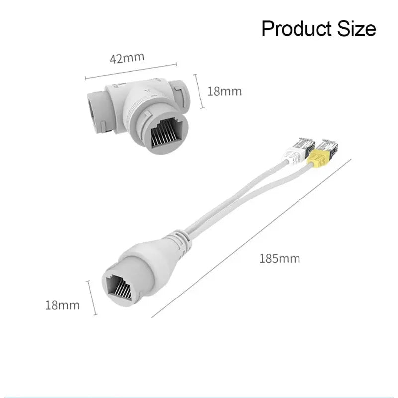 PoE Ethernet Splitter – 1 Cable to 2 IP Cameras Converter PoE Ethernet Splitter Qme