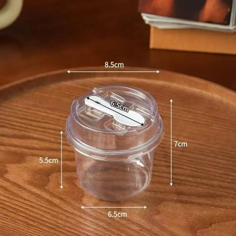 Transparent Round Pudding Cups with Lids & Spoons – 10 Pack Dessert Serving Cups Qme 10pcs
