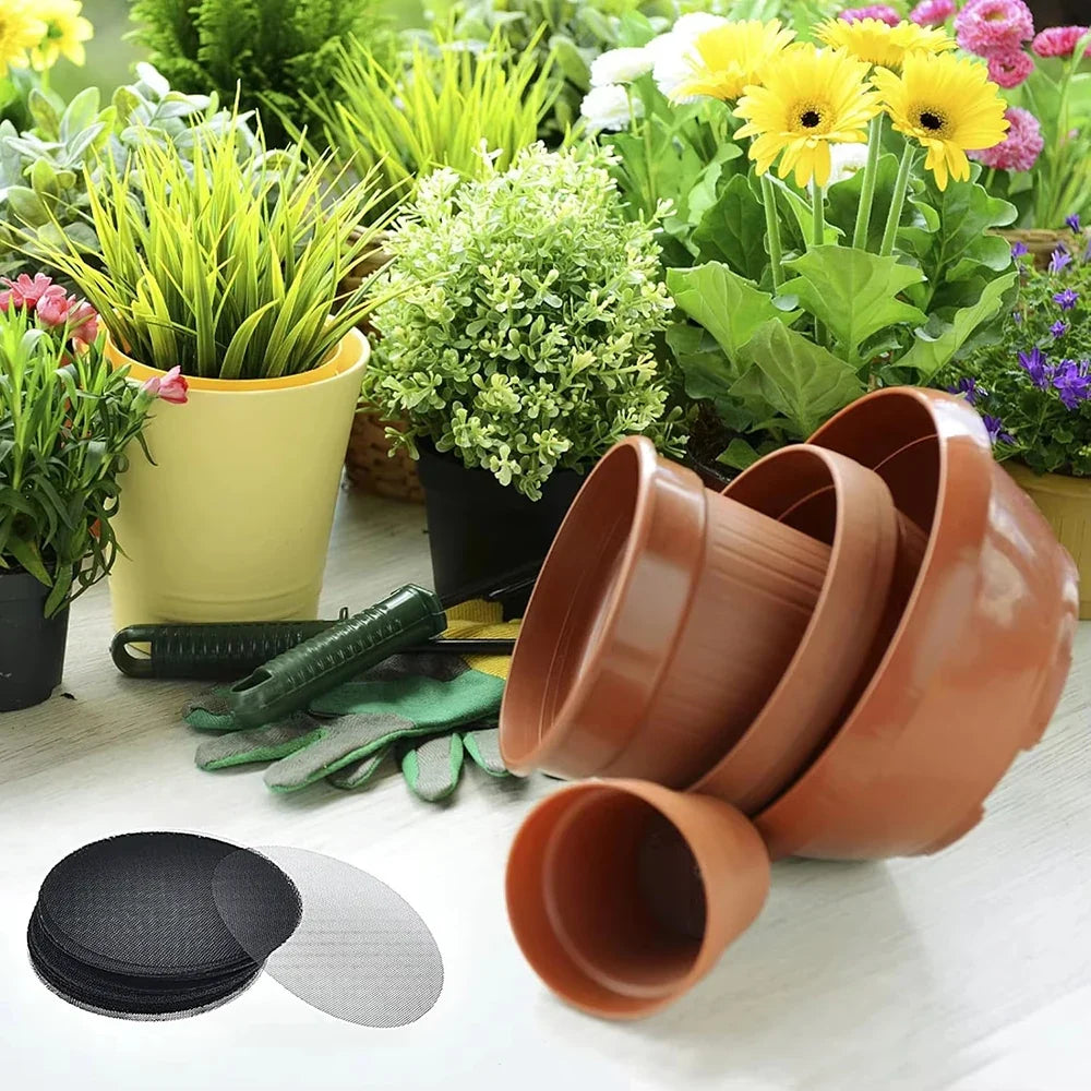 50-Pack Flowerpot Mesh Gasket Pads – Leakproof Drainage Discs Pot Drainage Pads Qme