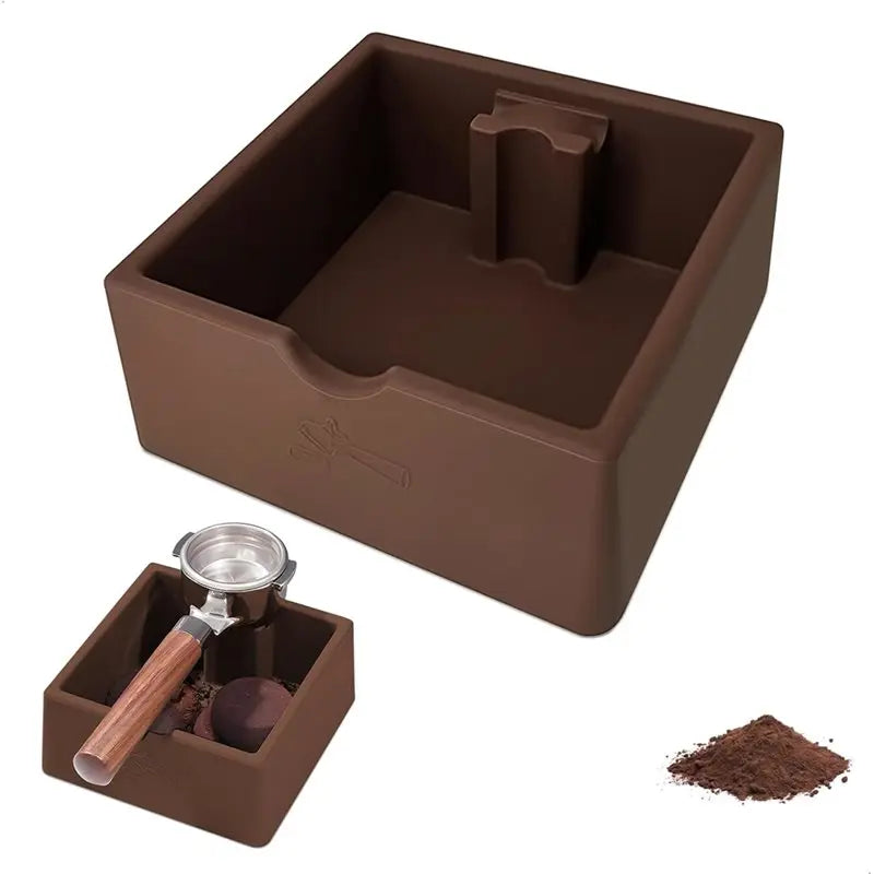 Silicone Espresso Knock Box – Coffee Grounds Container Espresso Knock Box Qst Brown