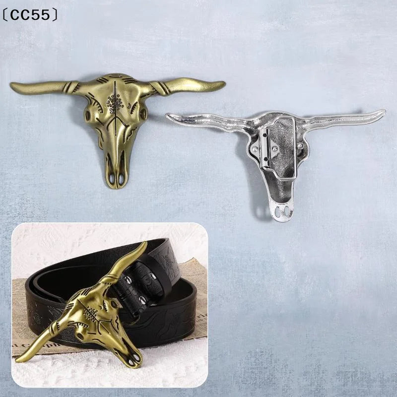 Western Cowboy Zinc Alloy Cow Head Belt Buckle – Retro DIY Belt Buckle Qst